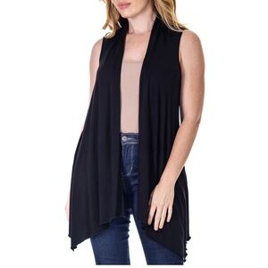 24/7 comfort Draped Open Front Sleeveless Cardigan Vest